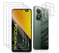 Datree 3 Piezas para Xiaomi Poco M7 Pro Protector de Pantalla, con 3 Piezas Protector de Lente de Cámara,Dureza 9H Sin Burbujas, Alta Definicion,Anti-Arañazos Cristal Templado