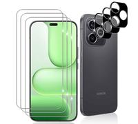Datree 3 Piezas Protector de Pantalla para Honor 600 Lite 5G, con 3 Piezas Protector de Lente de Cámara (Negro), Dureza 9H Sin Burbujas, HD Anti-Arañazos Cristal Templado Película