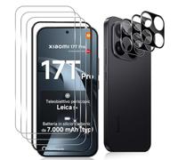 Datree 3 Piezas Protector de Pantalla para Xiaomi 17T Pro 5G, con 3 Piezas Protector de Lente de Cámara (Negro), Dureza 9H Sin Burbujas, HD Anti-Arañazos Cristal Templado Película