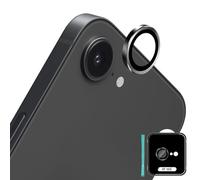 Datree Protector de Lente de Cámara para iPhone 16E 5G/iPhone 17E, 9H Dureza, Individual Metal Protector Camara, HD Anti-Arañazos Cristal Templado Cámara Trasera Lente Protector - Negro