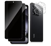 Datree Protector de Pantalla de Privacidad para Xiaomi Redmi Note 14 4G, 2+2 Piezas Antiespia Anti-Arañazos Cristal Vidrio Templado con Protector Lente Cámara, Dureza 9H Sin Burbujas