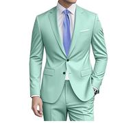 Datysum Traje de 2 piezas para padrinos de boda, traje de esmoquin, blazer de graduación, traje ajustado de dos botones, vestido de boda, chaqueta y pantalones con corbata, Menta, Medium