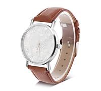 DAUERHAFT Reloj analógico de Mujer Reloj de Cuarzo para Mujer con Correa de Cuero PU, Placa de Esfera en Forma de Mariposa, Reloj de Pulsera para Mujer(marrón)