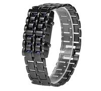 DAUERHAFT Reloj de Pulsera LED, Reloj de Pulsera con iluminación LED de Moda, Reloj de Pulsera electrónico para Parejas, con luz LED, Adecuado para Estudiantes y Parejas(Luz Azul Banda Negra)