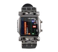 DAUERHAFT Reloj LED electrónico para Hombre y Mujer, Reloj de Pulsera Cuadrado, Reloj de Pulsera con función de Fecha y Correa de PU, Correa Ajustable, Resistente al Agua Todos los días, Unisex