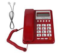 DAUERHAFT Teléfono con cable, DTMF/FSK doble modo fijo teléfono para el hogar, hotel, con pantalla de identificación de llamadas y función de revisión