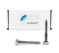 DAUMLINK® Tornillos Hexagonales Madera Acero Inoxidable M7x50 mm | DIN 571, 25 unidades, Fijaciones seguras, Construcción de madera