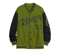 Daunen Herren Frühling und Herbst Mode High Street hübsche Junge Männer Baseball Jacke Männer Lose Freizeitjacke Männer Rollkragen Herren (Army Green, S)