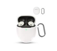 daunke - Funda de silicona suave para Google Pixel Buds Pro 2 (protección completa, con mosquetón), color blanco