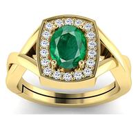 DAURAYA GEMS - Anillo de esmeralda natural de 15.25 ratti de 14.54 quilates (anillo de oro de piedra de panna natural/panna natural), anillo ajustable original de calidad AAA, propósito astrológico