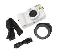 DAUZ Cámara Digital Inteligente, Enfoque Automático Antivibración, Pantalla Abatible de 3 Pulgadas, Zoom 16x, Cámara Digital 48MP 4K para Viajes (White)