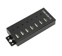 DAUZ HUB USB de 7 Puertos, HUB USB2.0 de Grado Industrial de Protección Múltiple 100-240V Chip de Grado Industrial de 7 Puertos Fácil Instalación para Computadora (Enchufe de la UE)