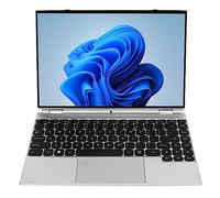 DAUZ Tablet Laptop, Quad Core CPU Office Laptop Lector de Huellas Dactilares Pantalla Táctil Retroiluminada RGB de 14 Pulgadas para la Familia (16GB+512GB Enchufe de la UE)