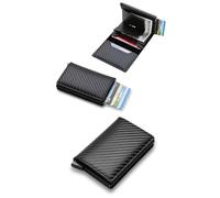 DAVANSU Cartera Hombre Pequeña con Tarjetero Automático | Interior de Aluminio para Protección RFID | Capacidad: 6 Tarjetas, Billetes y Documentación | Cartera Cuero con Diseño Compacto Antirrobo