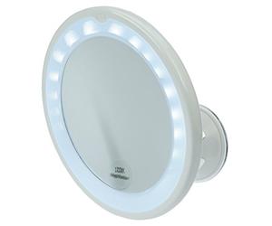 Davartis Fantasia - Espejo cosmético LED con 10 aumentos (17,5 cm de diámetro, Redondo, con Ventosa, acrílico, para casa y de Viaje, diámetro Interior de 13 cm)