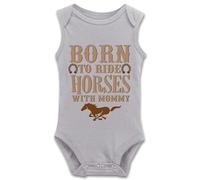 Davcielaora Body de manga corta para bebé Born to Ride Horses with Mommy Baby, I-gris, 3 meses