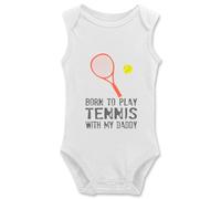 Davcielaora Body para bebé Born to Play Tennis with My Daddy, ropa para recién nacido, I-blanco, 6 meses