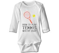 Davcielaora Body para bebé Born to Play Tennis with My Daddy, ropa para recién nacido, L-blanco., 3 meses