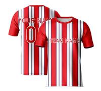 Davcielaora Equipos de fútbol de España para hombres, niños y niñas, elegante camiseta de campeonato de hilo rojo y azul, ropa de rugby personalizada para los fanáticos del Madrid, Camisa azul, blanca