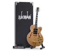Dave Edmunds - Guitarra eléctrica Archtop de cuerpo hueco rubio, réplica de guitarra en miniatura, regalos musicales, ornamental hecha a mano, escala 1/4, incluye una caja de exhibición, etiqueta de
