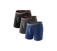 DAVID ARCHY Bóxers para Hombre, Calzoncillos Retro de bambú con abultamiento, Calzoncillos con Bolsillo en 3D, Ropa Interior básica Ultra Suave y Transpirable, Pack de 3