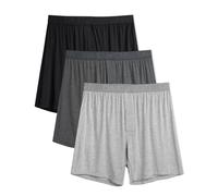 DAVID ARCHY Calzoncillos Tipo bóxer para Hombre, Ajuste Holgado, con Botones, bragueta Abierta, rayón de bambú, 1 Negro, 1 Gris Medio, 1 Gris Oscuro, S