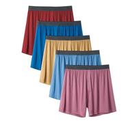 DAVID ARCHY Calzoncillos Tipo Bóxer para Hombre, Calzoncillos Holgados, con Botones, Bragueta Abierta, Rayón de Bambú, Paquete de 5