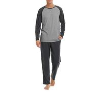 DAVID ARCHY Pijama para hombre, bata de dormir larga de algodón para hombre con bolsillos, suave y transpirable con cuello redondo, gris oscuro, M
