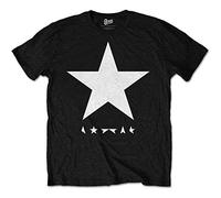 David Bowie Blackstar (White Star On Black) Oficial Camiseta para Hombre (X-Large)