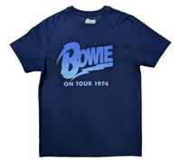 David Bowie Camiseta On Tour 1974 Oficial Unisex Denim Azul, Azul, Medium