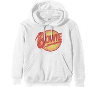 David Bowie - Felpa # S Unisex White # Vintage Diamond Dogs Logo