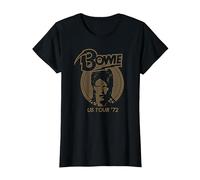 David Bowie - Gira de Ziggy Stardust 1972 Camiseta, Mujer, Negro, S