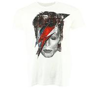 David Bowie Halftone Flash Face Blanco Camiseta Oficial con Licencia Music