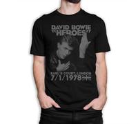 David Bowie Heroes Vintage T-Shirt Clothing Graphic Short Sleeve Shirt Men All-Season Men's T-Shirt Black Casual Cotton tee