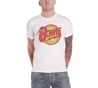 David Bowie Hombre BOWTS09MW01 Camiseta, White, S