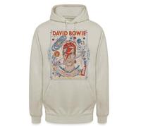 David Bowie: Sudadera con capucha unisex de viaje cósmico por sonido y | Descubre el mundo creativo de David Bowie con esta ilustración única que combina música y cosmos.