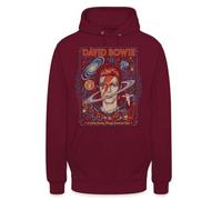 David Bowie: Sudadera con capucha unisex de viaje cósmico por sonido y | Descubre el mundo creativo de David Bowie con esta ilustración única que combina música y cosmos.