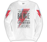 David Bowie - T-Shirt Maniche Lunghe # M Unisex White # Hammersmith Odeon
