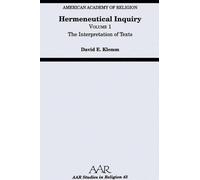David E. Klemm Hermeneutical Inquiry: Volume I: The Interpretation (Tapa blanda)