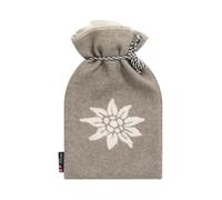 David Fussenegger Bolsa de agua caliente Edelweiss de 2,0 litros, con funda de franela supersuave de algodón reciclado, fabricada de forma sostenible ÖkoTex100 GRS, fabricada en Austria, color humo