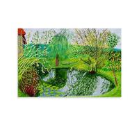 David Hockney Tree And Pond Poster Pintura Decorativa Lienzo Arte de Pared Salón Póster Dormitorio Pintura, Arte de Pared Impresión de Imagen Moderna Decoración de Habitación Familiar 20 x 30 Pulgadas