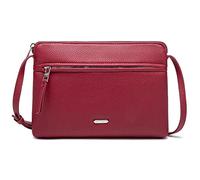 David Jones - Bolso Bandolera Mujer - Bolso de Hombro Pequeño Piel Sintética Bolso de Mano Cartera Plana - Bolso Ciudad Elegante 2 Compartimentos - Bolso Teléfono Compras Viajes - Rojo