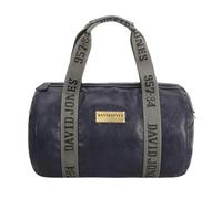 David Jones - Bolsa de viaje para fin de semana, piel sintética, gran compartimento con cremallera, bolsillos interiores, bandolera ajustable, tamaño cabina, azul marino, L44 x H29 x P29 cm, Bolsa de