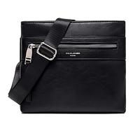 David Jones - Bolso Bandolera Hombre - Bolso de Hombro Cruzado Piel Cuero PU Nailon - Multibolsillo Messenger Trabajo Deportiva Crossbody Bag - PU Negro