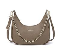 David Jones - Bolso Bandolera Mujer - Bolso Cuero PU Rigida - Bolsos de Mano Embague Noche Elegante Clutch Messenger Crossbody Bag Hobo - Gris Topo