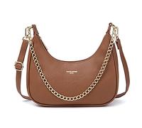 David Jones - Bolso Bandolera Mujer - Bolso Cuero PU Rigida - Bolsos de Mano Embague Noche Elegante Clutch Messenger Crossbody Bag Hobo - Marrón Cognac