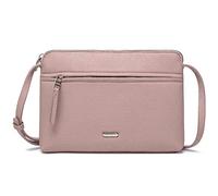 David Jones - Bolso Bandolera Mujer - Bolso de Hombro Pequeño Piel Sintética Bolso de Mano Cartera Plana - Bolso Ciudad Elegante 2 compartimentos - Bolso Teléfono Compras Viajes - Rosa