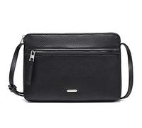 David Jones - Bolso Bandolera Mujer - Bolso de Hombro Pequeño Piel Sintética Bolso de Mano Cartera Plana - Bolso Ciudad Elegante 2 compartimentos - Bolso Teléfono Compras Viajes - Negro