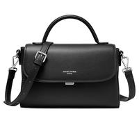 David Jones - Bolso bandolera para mujer - Bolso de mano con solapa de piel sintética - Bolso de piel sintética - Bolso de la ciudad de moda - Elegante moda, Negro , Medium