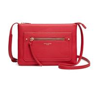 David Jones - Bolso bandolera para mujer - Bolso plano pequeño para hombre, piel sintética - Bolsa clásica - 2 bolsillos para noche, teléfono, compras y viajes, rojo, talla única
